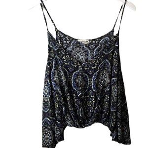 𝅺L. A. HEARTS dark blues & purples cold shoulder crop top w/ skinny straps SZ M
